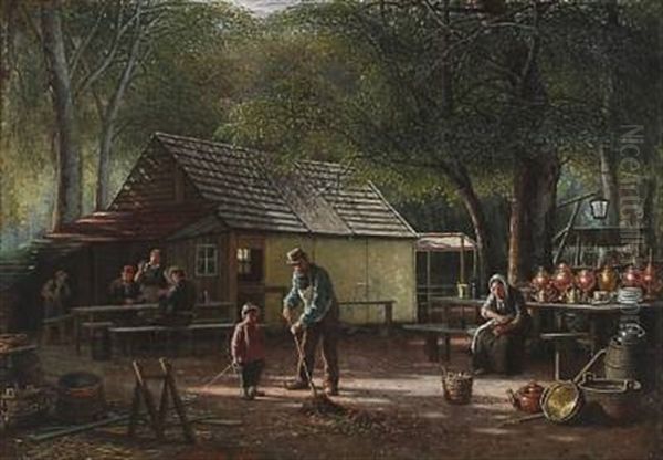 At An Inn In The Deer Garden North Of Copenhagen Oil Painting by David Monies