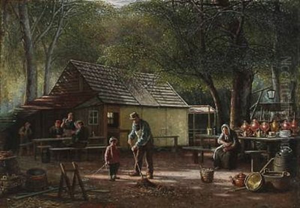 At The Copper Smith In Deer Garden, Denmark Oil Painting by David Monies