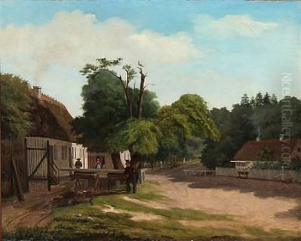 At An Old Eatery In Dyrehaven, North Of Copenhagen Oil Painting by David Monies