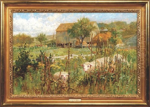 Sheep In Mullein Patch Oil Painting by John Austin Sands Monks