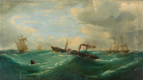 Escena Naval Oil Painting by Raphael Monleon y Torres