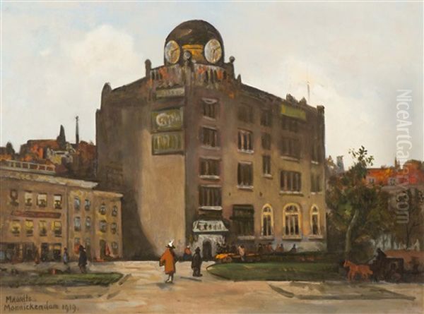 Stadsgezicht Amsterdam (diamantbeurs) Oil Painting by Maurits Monnickendam