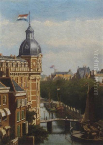 Doelenhotel, Amsterdam Oil Painting by Maurits Monnickendam