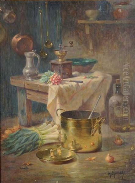 Interieur De Cuisine Oil Painting by Maurice Louis Monnot