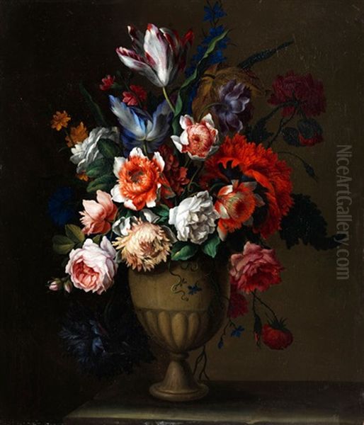 Blumenstillleben Oil Painting by Antoine Monnoyer