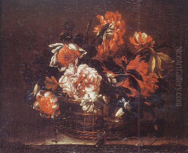 Corbeille De Fleurs Oil Painting by Antoine Monnoyer