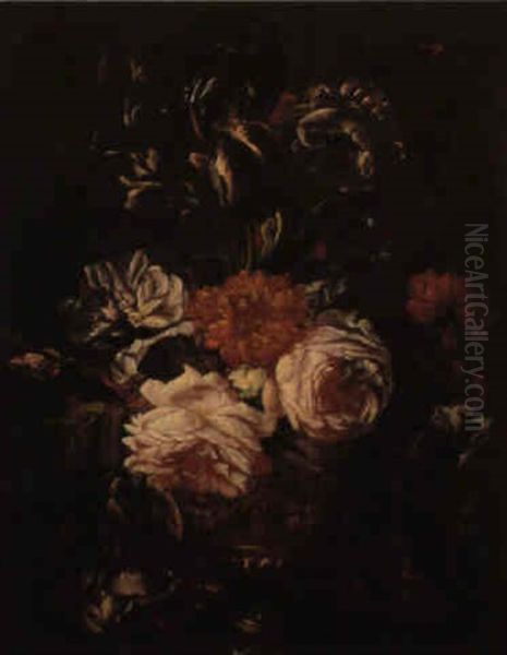 Blumenstraus In Einer Prunkvase Oil Painting by Antoine Monnoyer