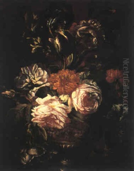 Blumenstrauss In Einer Vase Oil Painting by Antoine Monnoyer