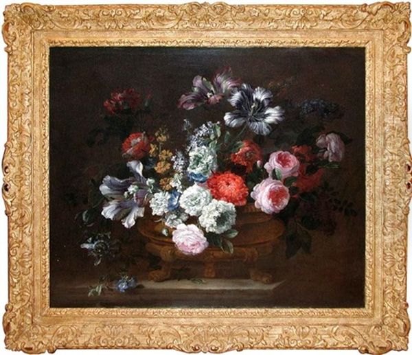 Bouquet Of Flowers On A Table Oil Painting by Jean-Baptiste Monnoyer