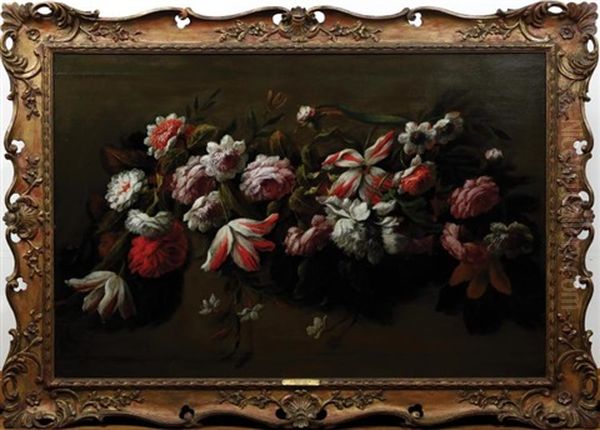 A Garland Of Flowers Oil Painting by Jean-Baptiste Monnoyer