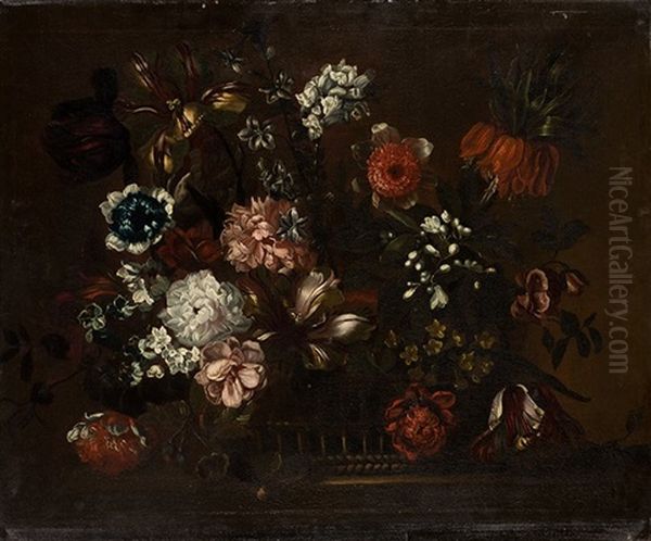 Cesta De Flores Oil Painting by Jean-Baptiste Monnoyer