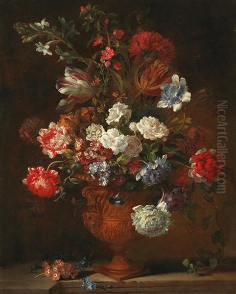 A Still Life With Chrysanthemums Oil Painting by Jean-Baptiste Monnoyer