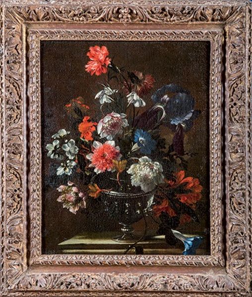 Bouquet De Fleurs Dans Un Vase D'orfevrerie Oil Painting by Jean-Baptiste Monnoyer