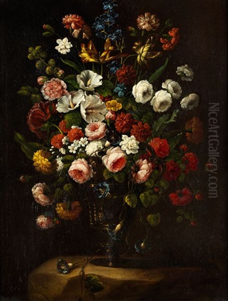 Blumen In Einer Vase Oil Painting by Jean-Baptiste Monnoyer