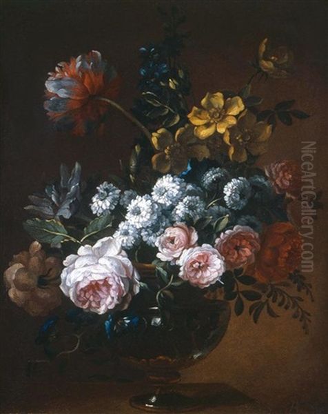 Blumenstillleben Mit Vase (pair) Oil Painting by Jean-Baptiste Monnoyer