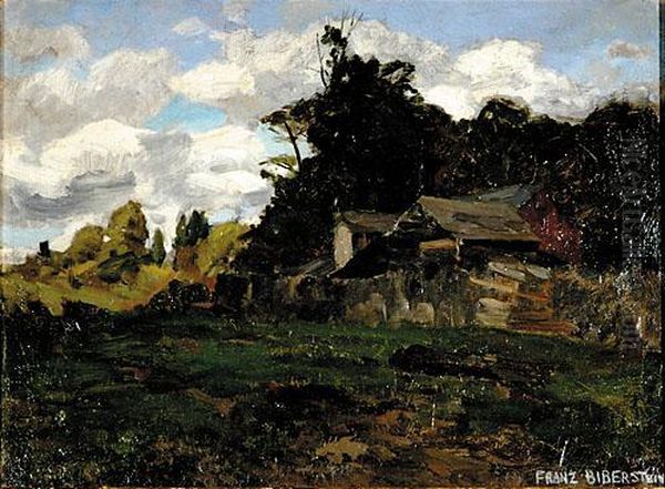 Cottage And Wall Oil Painting by Franz Biberstein