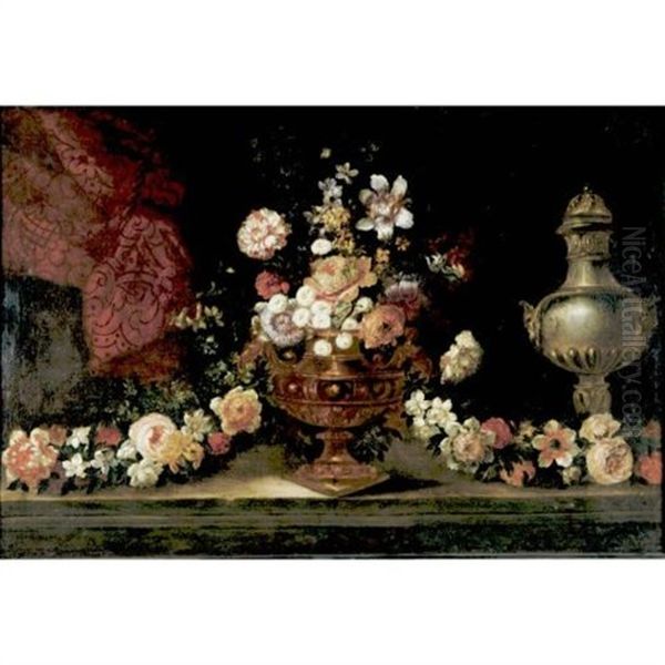 Still Life With Flowers And Urn Oil Painting by Jean-Baptiste Monnoyer