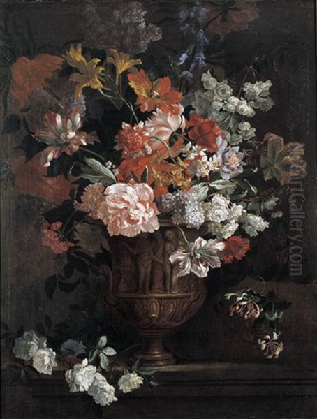 Siervaas Met Bloementuil Oil Painting by Jean-Baptiste Monnoyer