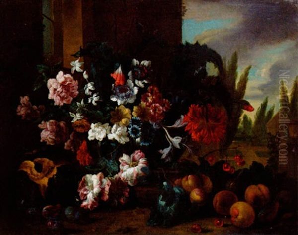 Blomsterstilleben Oil Painting by Jean-Baptiste Monnoyer