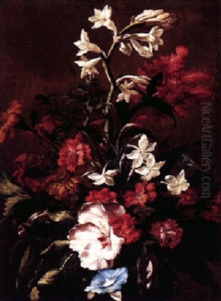 Still Life Of Various Flowers In A Vase Oil Painting by Jean-Baptiste Monnoyer