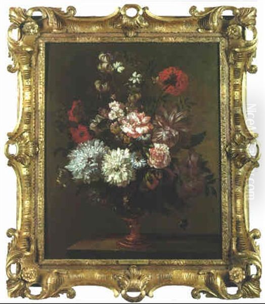 Still Life Of Flowers In Teracotta Vase Oil Painting by Jean-Baptiste Monnoyer