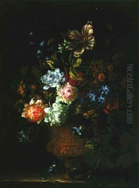 Still Life Of Flowers In A Gilt Vase Oil Painting by Jean-Baptiste Monnoyer