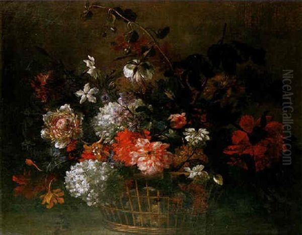 Corbeille De Fleurs Oil Painting by Jean-Baptiste Monnoyer