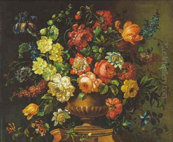 Grosser Dekorativer Blumenstrauss In Einer Ziervase Oil Painting by Jean-Baptiste Monnoyer