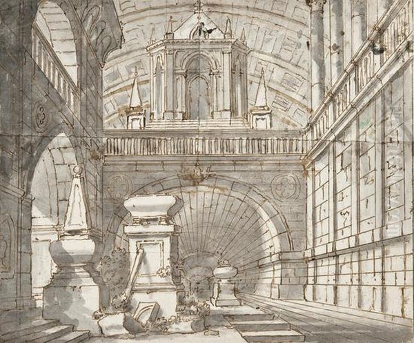 Architectural Design Oil Painting by Ferdinando Galli Bibiena