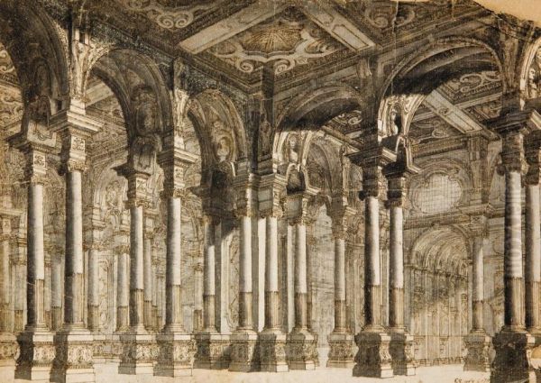 Fantaisie Architecturale Pour Un Palais Oil Painting by Ferdinando Galli Bibiena