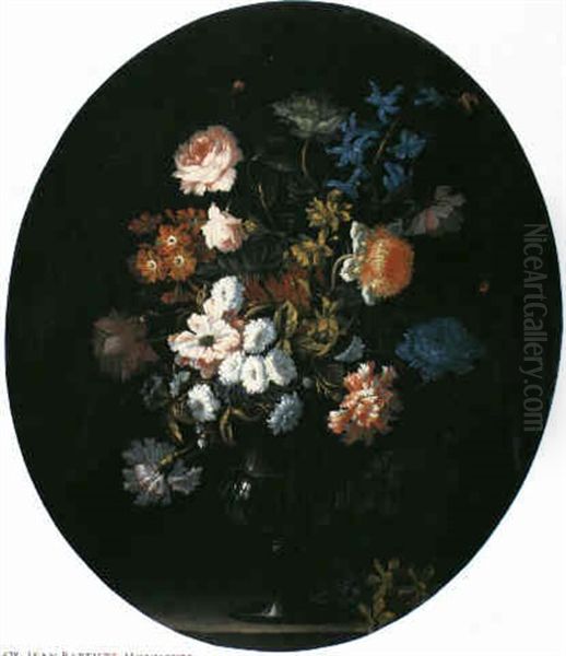 Ein Blumenstrauss In Einer Glasvase Oil Painting by Jean-Baptiste Monnoyer