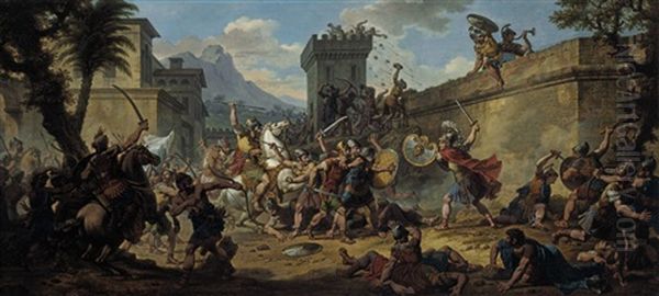 Alexander The Great's Conquest In Northwestern India Oil Painting by Nicolas-Andre Monsiau