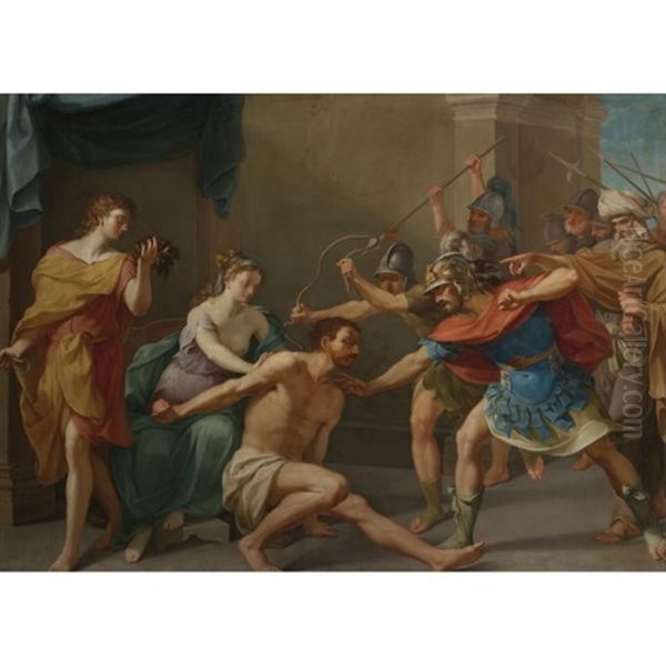 The Capture Of Samson Oil Painting by Nicolas-Andre Monsiau