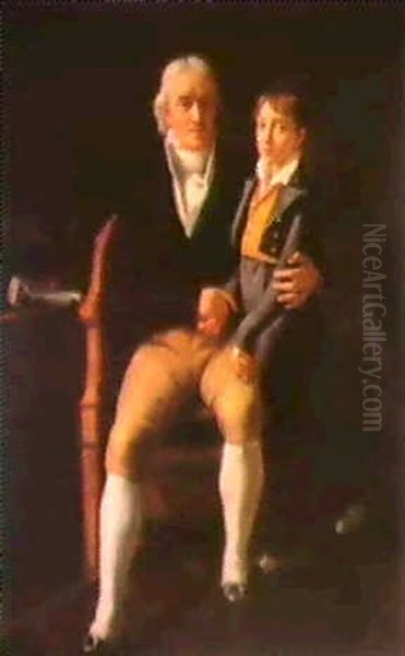 Double Portrait D'un Pere Et De Son Fils Oil Painting by Nicolas-Andre Monsiau