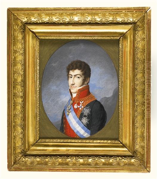 Portrait Of King Ferdinand Vii Of Spain (1784-1833) Oil Painting by Johannes Maria Monsorno