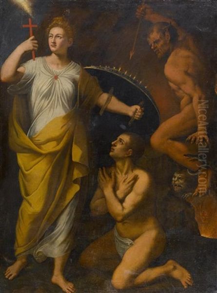 Allegorie Des Glaubens, Die Eine Seele Vor Satan Beschutzt Oil Painting by Hans Mont