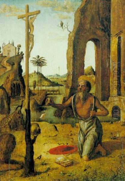 Saint Jerome In The Wilderness Oil Painting by Bartolommeo Montagna