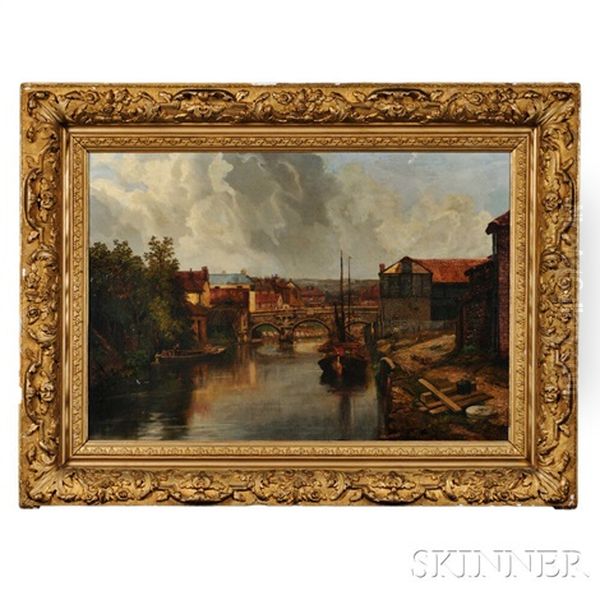 River View Through A Town Oil Painting by Alfred Montague