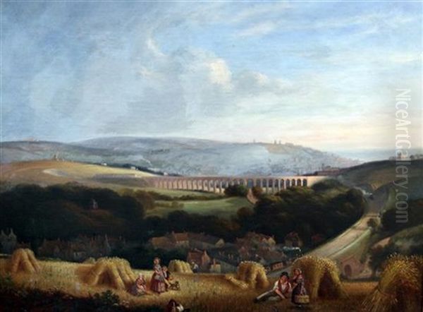 Preston Valley And Viaduct, Brighton by Alfred Montague