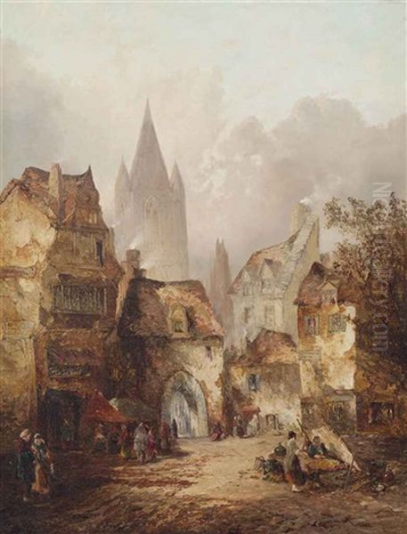 At The Gates Of The Cathedral Close Oil Painting by Alfred Montague