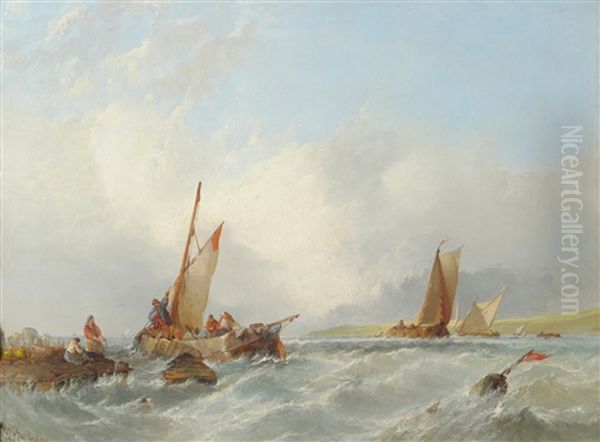 Shipping Off The Dutch Coast Oil Painting by Alfred Montague