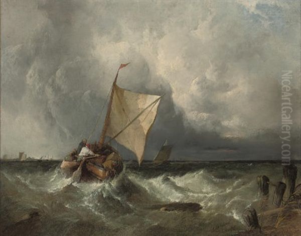 Off To The Fishing Grounds (+ A Fishing Barge In An Onshore Breeze; 2 Works) Oil Painting by Alfred Montague