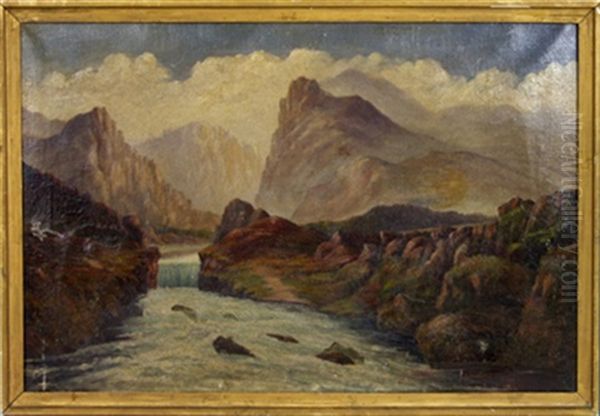 Falls In The Gorge Oil Painting by Alfred Montague