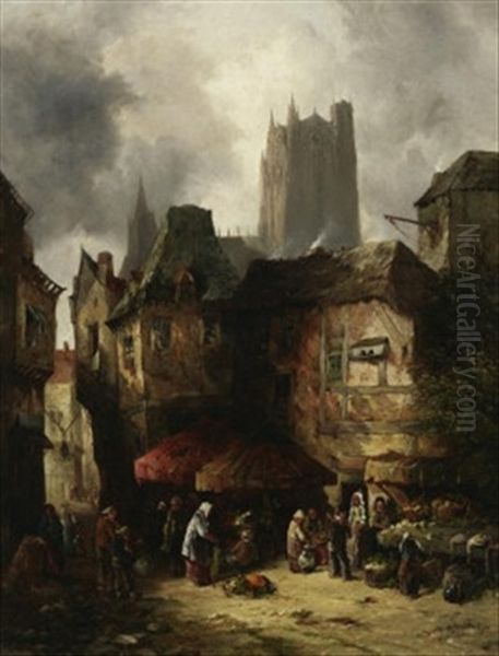 Partie Einer Normannischen Stadt Oil Painting by Alfred Montague