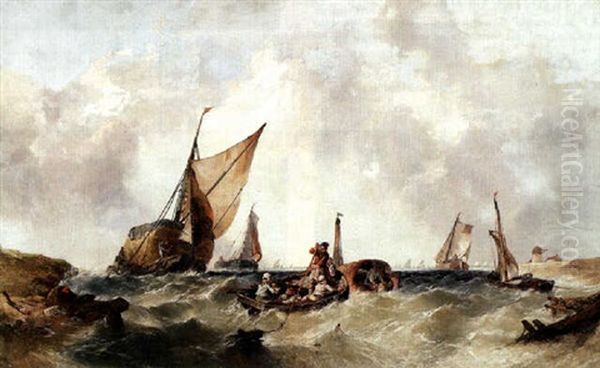 Shipping Off The Coast Oil Painting by Alfred Montague