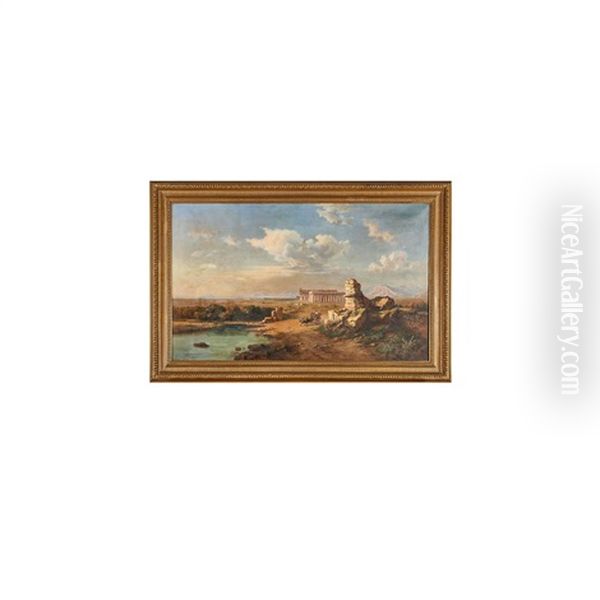 Untitled (capriccio Landscape) Oil Painting by Julius O. Montalant