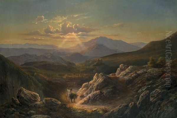 Abend In Der Romischen Campagna Oil Painting by Julius O. Montalant