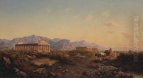 A View Of The Valley Of The Temples, Agrigento, Sicily Oil Painting by Julius O. Montalant