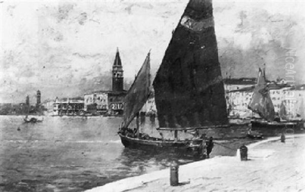 Boats On The Bacino, Venice Oil Painting by Clara Montalba