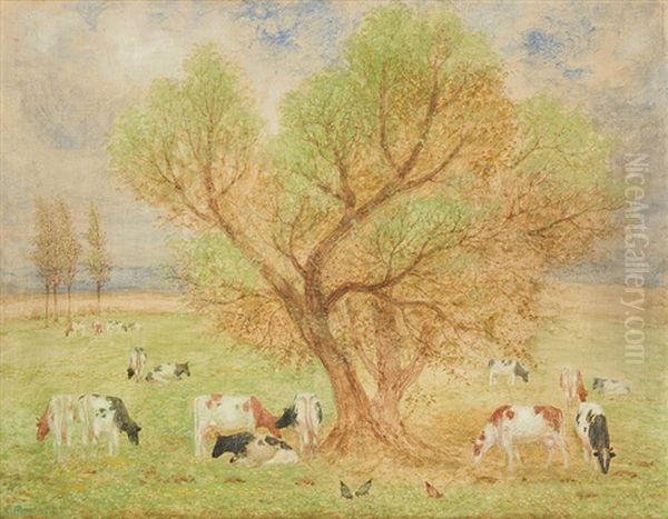 Vaches Au Pre Oil Painting by Constant Montald